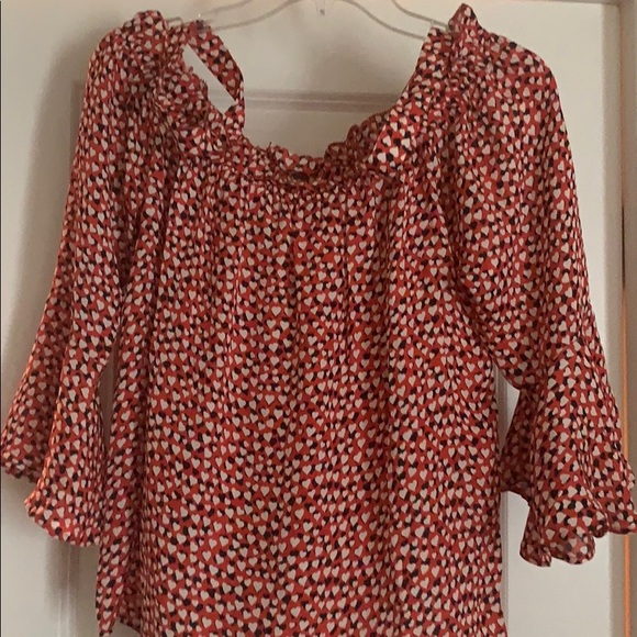 Jcrew cold shoulder heart print top - Picture 2 of 3
